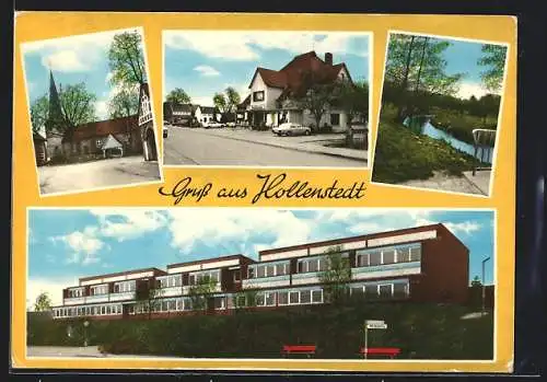 AK Hollenstedt / Nordheide, Gasthaus, Kirche, Gebäude