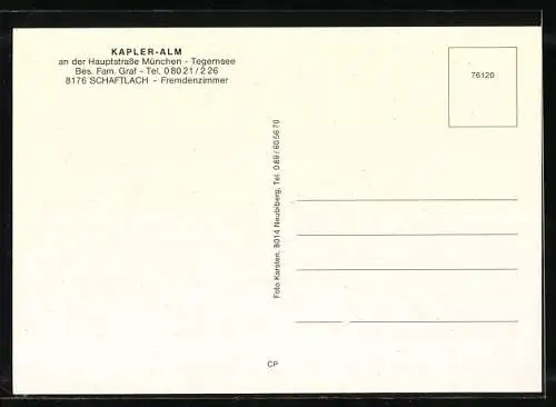 AK Schaftlach, Gasthaus Kapler-Alm, An der Hauptstrasse München