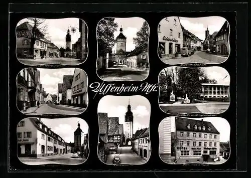 AK Uffenheim /Mfr., Friedrich-Ebert-Str., Hotel Grüner Baum, Würzburger Tor