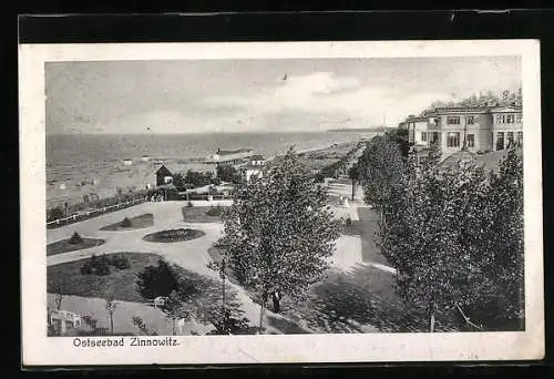 AK Zinnowitz /Ostsee, Strand und Anlagen aus der Vogelschau