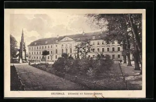 AK Greifswald, Universität mit Rubenow-Denkmal