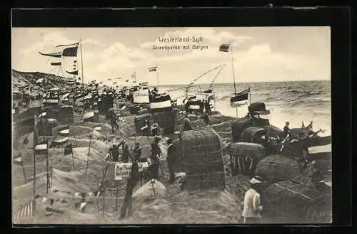 AK Westerland /Sylt, Strandpartie mit Burgen