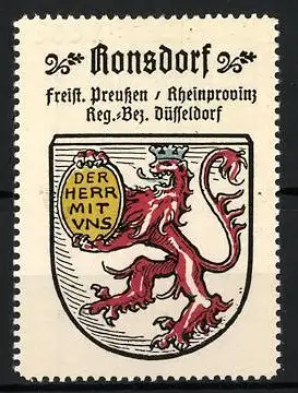Reklamemarke Ronsdorf, Freistaat Preussen, Rheinprovinz, Reg.-Bez. Düsseldorf, Wappen