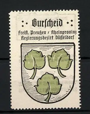 Reklamemarke Burscheid, Freistaat Preussen, Rheinprovinz, Regierungsbezirk Düsseldorf, Wappen