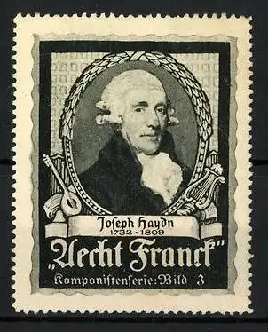 Reklamemarke Aecht Franck Komponistenserie, Joseph Haydn, Portrait, Bild 3