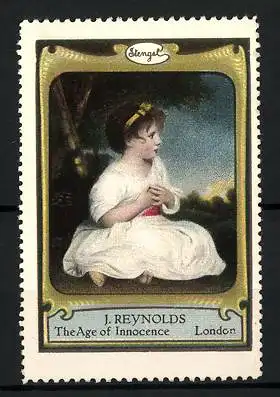 Reklamemarke Stengel's Galeriekarten, The Age of Innocence, London, J. Reynolds, Mädchen im Portrait