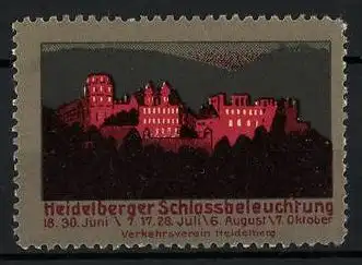 Reklamemarke Heidelberg, Schloss mit Schlossbeleuchtung