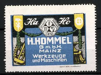 Reklamemarke HA Ho, Werkzeuge & Maschinen H. Hommel GmbH Mainz, Firmenlogo