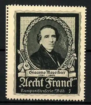 Reklamemarke Aecht Franck Komponistenserie, Giacomo Meyerbeer, Bild 7