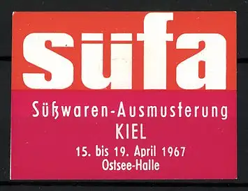 Reklamemarke Kiel, Süsswaren-Ausmusterung süfa 1967