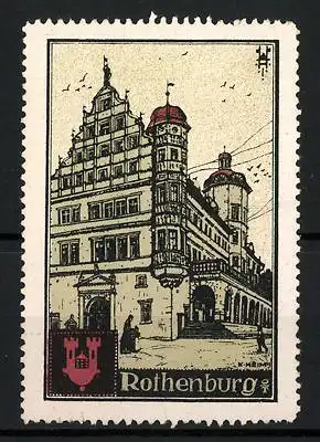 Reklamemarke Rothenburg o. T., Rathaus, Wappen