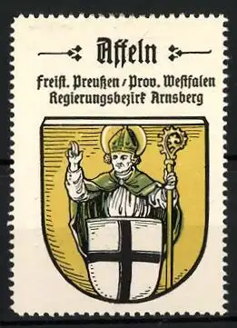 Reklamemarke Asseln, Freistaat Preussen, Prov. Westfalen, Regierungsbezirk Arnsberg, Wappen