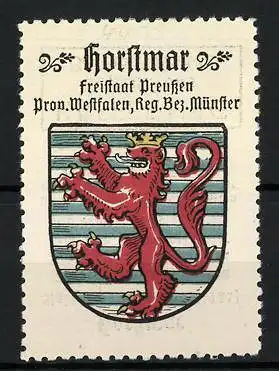 Reklamemarke Horstmar, Freistaat Preussen, Prov. Westfalen, Reg.-Bez. Münster, Wappen