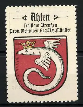 Reklamemarke Ahlen, Freistaat Preussen, Prov. Westfalen, Reg.-Bez. Münster, Wappen