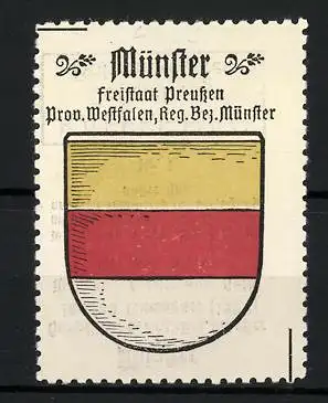 Reklamemarke Münster, Freistaat Preussen, Prov. Westfalen, Reg.-Bez. Münster, Wappen