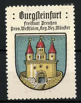 Reklamemarke Burgsteinfurt, Freistaat Preussen, Prov. Westfalen, Reg.-Bez. Münster, Wappen