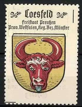 Reklamemarke Coesfeld, Freistaat Preussen, Prov. Westfalen, Reg.-Bez. Münster, Wappen