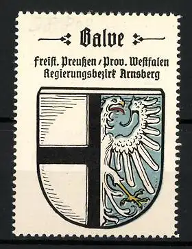 Reklamemarke Balve, Freistaat Preussen, Prov. Westfalen, Regierungsbezirk Arnsberg, Wappen