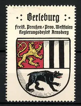 Reklamemarke Berleburg, Freistaat Preussen, Prov. Westfalen, Regierungsbezirk Arnsberg, Wappen