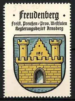 Reklamemarke Freudenberg, Freistaat Preussen, Prov. Westfalen, Regierungsbezirk Arnsberg, Wappen