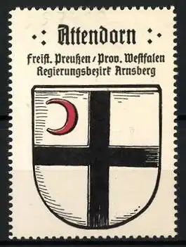 Reklamemarke Attendorn, Freistaat Preussen, Prov. Westfalen, Regierungsbezirk Arnsberg, Wappen