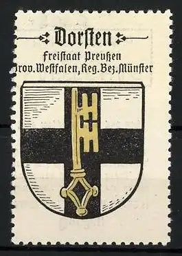 Reklamemarke Dorsten, Freistaat Preussen, Prov. Westfalen, Reg.-Bez. Münster, Wappen