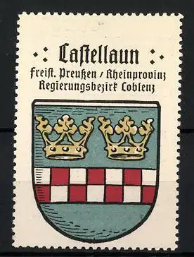 Reklamemarke Castellaun, Freistaat Preussen, Rheinprovinz, Regierungsbezirk Coblenz, Wappen