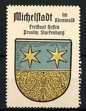 Reklamemarke Michelstadt im Odenwald, Freistaat Hessen, Provinz Starkenburg, Wappen