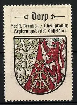 Reklamemarke Dorp, Freistaat Preussen, Rheinprovinz, Regierungsbezirk Düsseldorf, Wappen