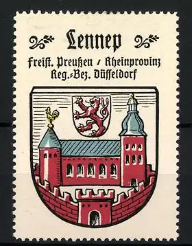 Reklamemarke Lennep, Freistaat Preussen, Rheinprovinz, Reg.-Bez. Düsseldorf, Wappen