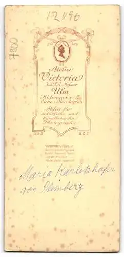 Fotografie Atelier Viktoria, Ulm, Hafengasse 2, Junge Frau Marie Karletzhofer von Steinberg