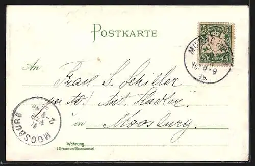 Lithographie München, Panorama von München vom Gasteinberg