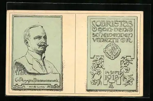 AK Niederlande, Charles Ruijs de Beerenbrouck, Portrait, Societas aan den scheidenden Voorzitter, 1918