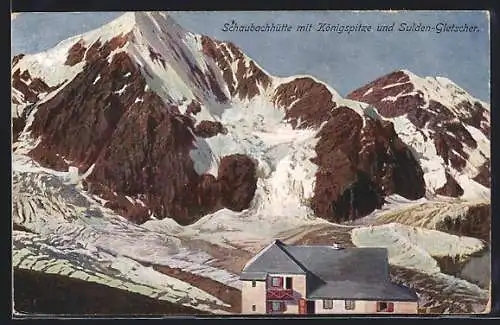 AK Schaubachhütte mit Königspitze und Sulden-Gletscher