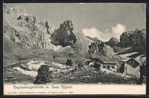 AK Regensburgerhütte, Berghütte mit Sass Rigais