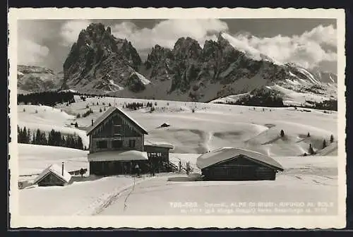 AK Rifugio al Sole verso Sassolungo, Alpe di Siusi, Dolomiti