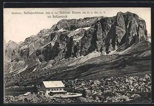 AK Sellajochhaus, Berghütte mit Sellastock