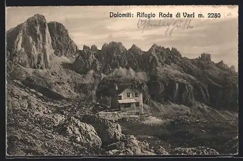 AK Rifugio Roda di Vael, Ansicht mit Gipfelpanorama