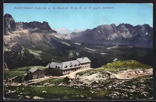 AK Schlernhäuser, Berghütte gegen Latemar