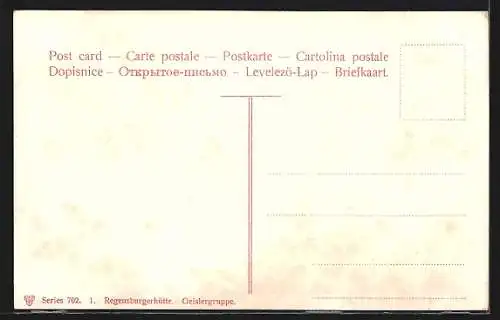 AK Regensburgerhütte, Blick auf die Berghütte mit Geislergruppe