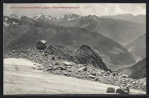 AK Schwarzensteinhütte, Blick gegen Riesenfernergruppe