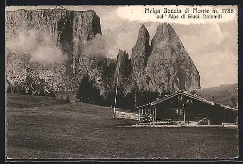 AK Malga Boccia di Monte, Ansicht mit Gipfelpanorama