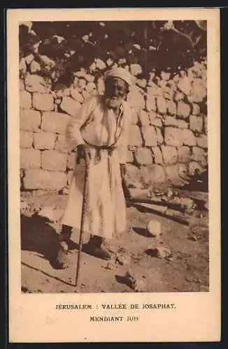 AK Jérusalem, Vallée de Josephat, Mendiant Juif, jüdischer Bettler