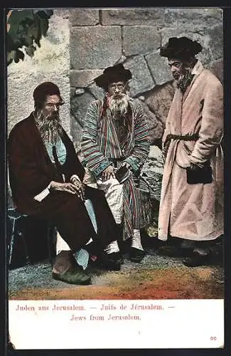 AK Jerusalem, alte Juden in traditioneller Kleidung