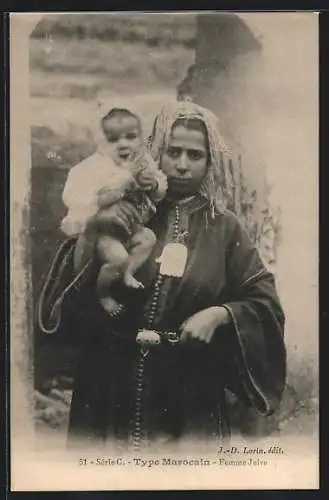 AK Type Marocain, Jüdin mit Baby auf dem Arm
