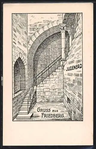 AK Friedberg / Hessen, Partie im Judenbad, Mikwe, Innenansicht