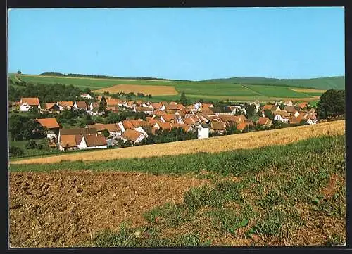 AK Riedöschingen, Blick auf den Ort mit Feldern