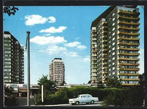 AK Ulm /Donau, Neue Hochhäuser, Strassenpartie