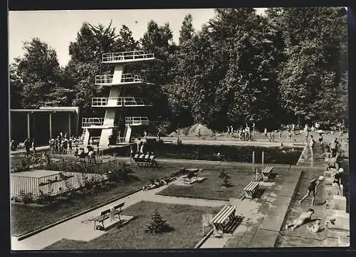 AK Zschopau /Sa., Sommerbad mit Sprungturm