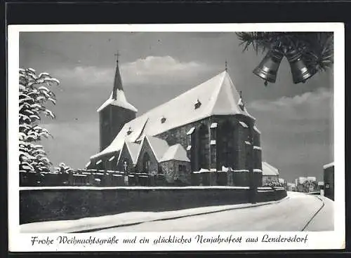 AK Lendersdorf, Kirche im Schnee